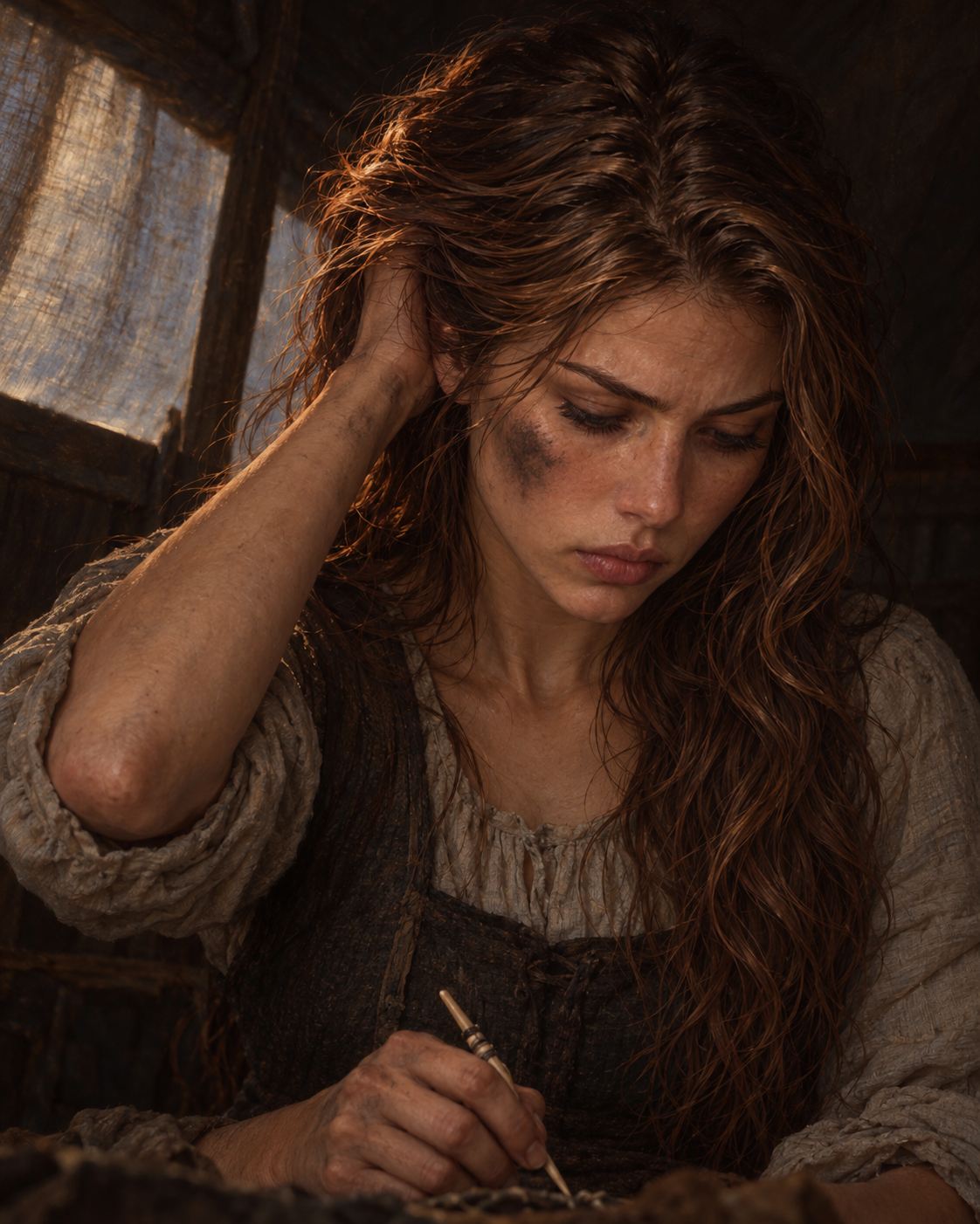Soot Along Her Cheekbone