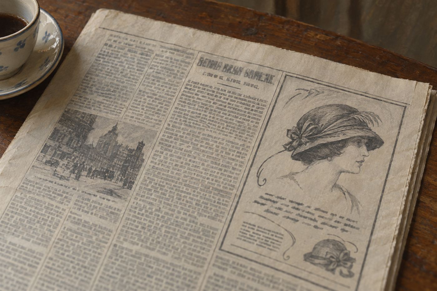 Seven Column Inches Next to an Advertisement for a Hat
