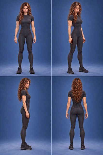 Minimalist Combat Bodysuit Turnaround