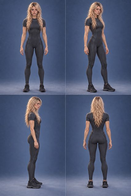 Minimalist Combat Bodysuit Turnaround