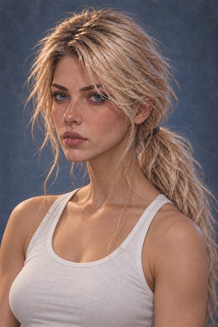 Hair Pulled Back White Tank